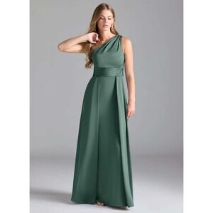 Azazie Dallas One Shoulder Chiffon Gown A12 Eucalyptus Green Bridesmaid Formal